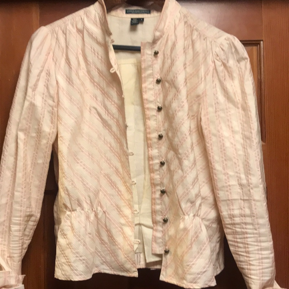 Ralph Lauren peplum top, cream pink, sz m